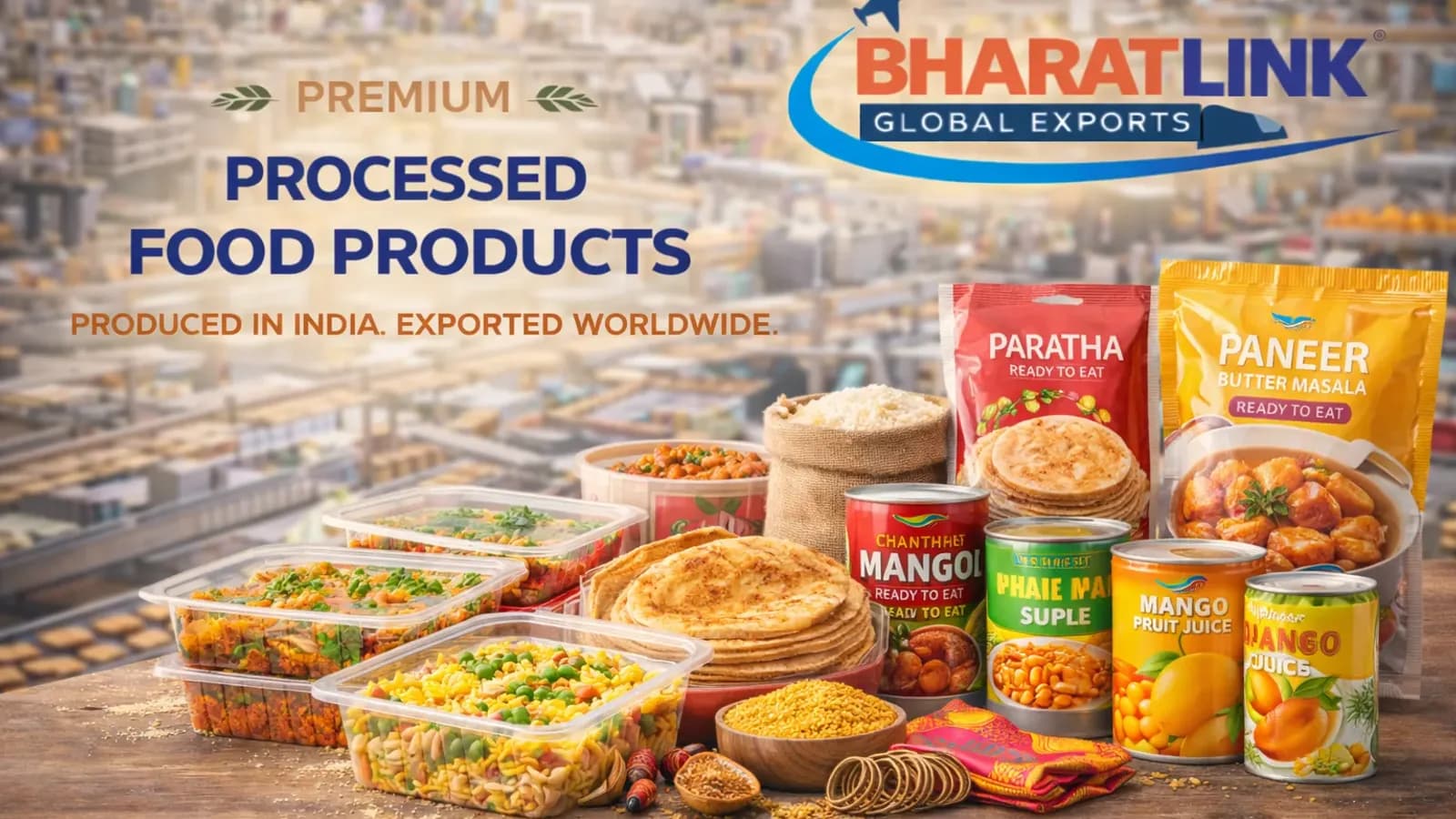 Packaged processed Indian food products for export
